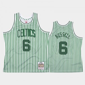 Men's Bill Russell #6 Boston Celtics Green Striped Jerseys 348829-723