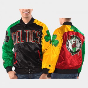 Mens Boston Celtics Starter x Ty Mopkins Satin BHM Black Jacket 255621-627