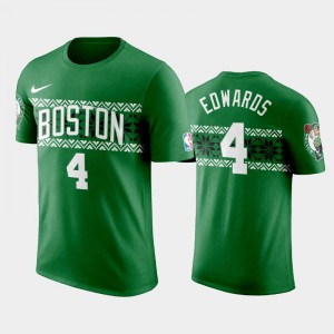 Mens Carsen Edwards #4 Boston Celtics Ugly Christmas Holiday Kelly Green T-Shirt 959306-687