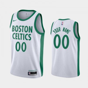 Men #00 Boston Celtics City Custom 2020-21 White Jersey 382861-529