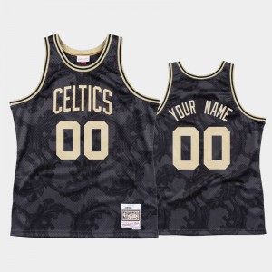 Mens #00 Custom Metallic Classic Black Boston Celtics Black Toile Jersey 625389-502