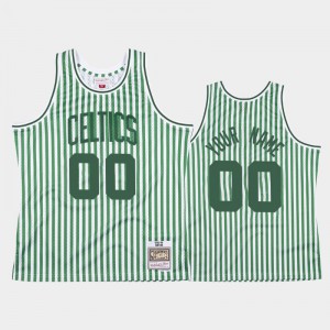 Mens #00 Striped Boston Celtics Green Custom Jersey 361082-452