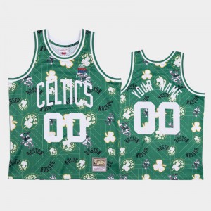 Mens #00 Tear Up Pack Custom Hardwood Classics Boston Celtics Green Jersey 297142-507