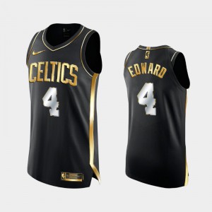 Mens Carsen Edward #4 Men Limited Edition Black Golden Authentic Boston Celtics Jersey 323695-414