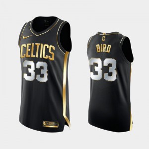 Mens Larry Bird #33 Golden Authentic Boston Celtics Black Men Limited Edition Jersey 252884-253