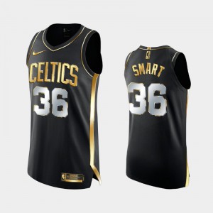 Men Marcus Smart #36 Boston Celtics Golden Authentic Black Men Limited Edition Jerseys 125979-838