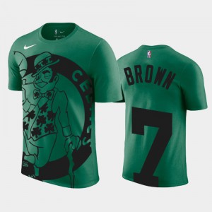Men Jaylen Brown #7 Oversized Logo Name & Number Green Boston Celtics T-Shirt 417001-939