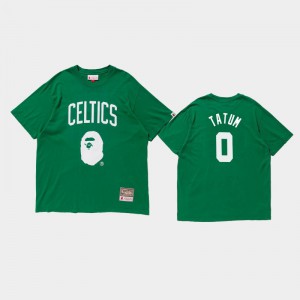 Men Jayson Tatum BAPE Collab Boston Celtics Green T-Shirts 359409-662