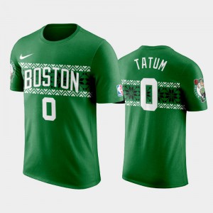 Men Jayson Tatum #0 Ugly Christmas Kelly Green Holiday Boston Celtics T-Shirt 979424-253