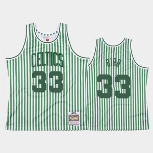 Men's Larry Bird #33 Boston Celtics Green Striped Jerseys 881167-221