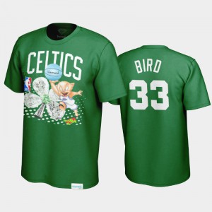 Men Larry Bird #33 Limited Diamond Supply Co. x Space Jam x NBA Green Boston Celtics T-Shirts 412453-276