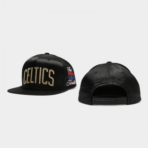 Men Black Gold Toile Boston Celtics Snapback Hat 831235-879