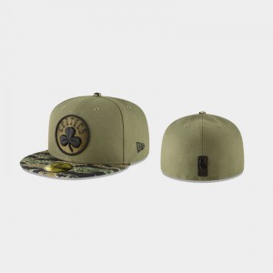 Men Olive 59FIFTY Fitted Tiger Camo Boston Celtics Hats 549036-349