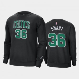 Men Marcus Smart #36 Statement Jordan Brand Fleece Crew Black Boston Celtics Sweatshirts 764078-616