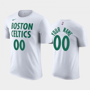 Mens #00 White Custom 2020-21 Boston Celtics City T-Shirts 257688-971