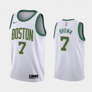 Men's Jaylen Brown #7 White City 2018-19 Boston Celtics Jerseys 988109-844