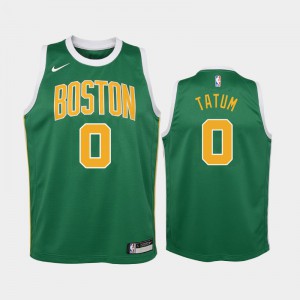 Youth Jayson Tatum #0 2018-19 Earned Green Boston Celtics Jersey 347045-136